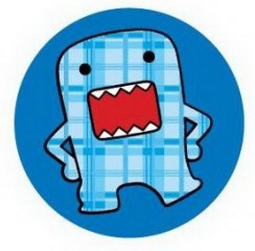 Domo-Kun Blue Plaid Checkered Button DB4284