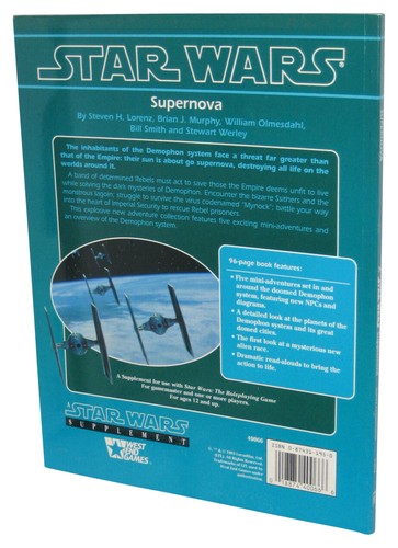 Star Wars RPG Supernova (1993) West End Games Paperback Book - (Steven H. Lorenz)