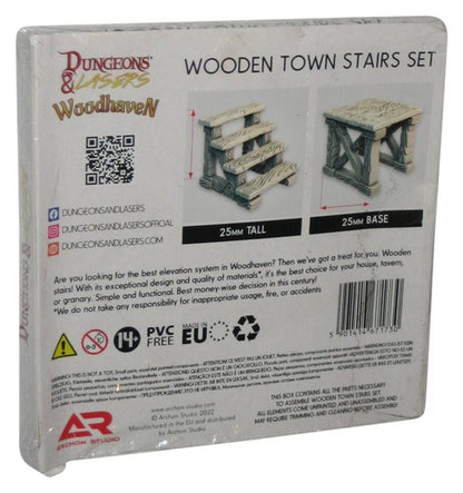 Dungeons & Lasers Woodhaven Wooden Town Stairs Set Tabletop Ready Toy - (Dented Box)