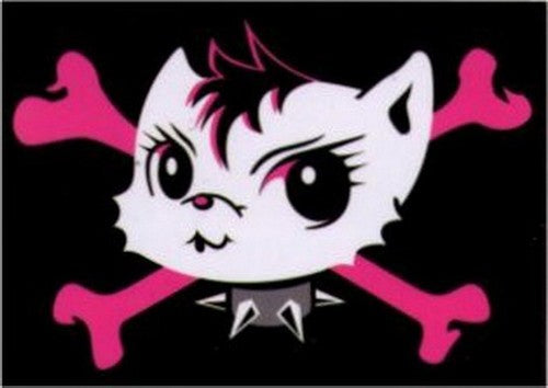 Good Kitty Bad Kitty Mohawk Crossbones Magnet BM1600