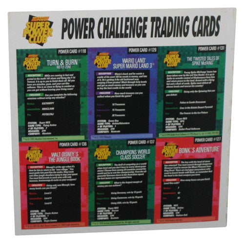 Nintendo Power Challenge Trading Card Sheet - (Wario Land, Bonk's Adventure, Jungle Book & More)