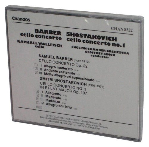 Barber & Shostakovich Cello Concertos Raphael Wallfisch (1983) Audio Music CD