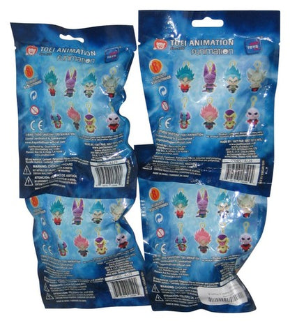 Dragon Ball Super Backpack Hanger Plush Toy w/ Clip Keychain Lot Set - (Golden Frieza, Lord Beerus, Zeno & Jiren)