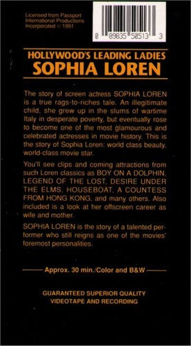 Sophia Loren Hollywood's Leading Ladies Vintage VHS Tape