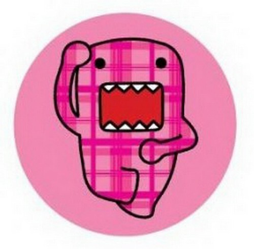 Domo-Kun Pink Plaid Checkered Button DB4285