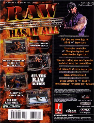 WWF Raw Xbox Prima Games Gameboy Advance Official Strategy Guide Book
