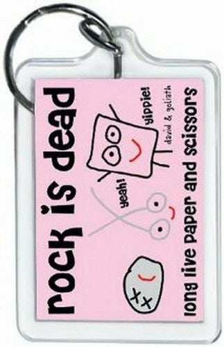 David and Goliath Rock Is Dead Lucite Keychain 65426KEY