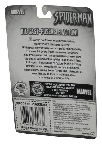 Marvel Spider-Man Die-Cast Silver Steel Costume (2002) Toy Biz 2.5 Inch Figure