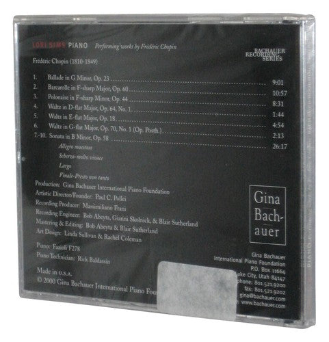 Lor Sims Piano Music Audio CD