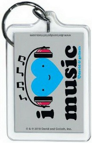 David and Goliath I Heart Music Lucite Keychain 65522KEY