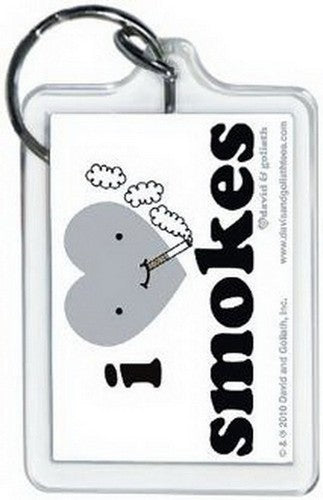David and Goliath I Heart Smokes Lucite Keychain 65540KEY