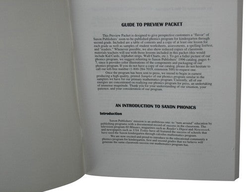 Saxon Phonics K-2 Preview Packet Paperback Book - (Lorna Simmons)