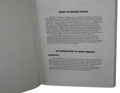 Saxon Phonics K-2 Preview Packet Paperback Book - (Lorna Simmons)