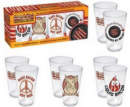 Bacon's Finest (2012) Aquarius 16oz Pint Glass Box Set - (Set of 4 Glasses)