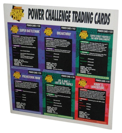 Nintendo Power Challenger Trading Cards Sheet - (Super Street Fighter II, Breakthru, Super Battletank, Kirby's Adventure, Joe & Mac 2 & Prehistorik Man)