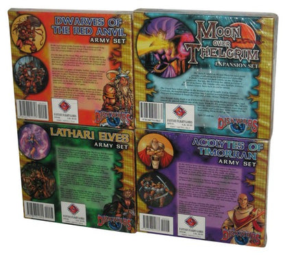 Disk Wars Revised (1999) Army Set Lot of 4 - (Acolytes of Timorran, Groman Guard, Dwarves of Red Anvil & Lathari Elves)