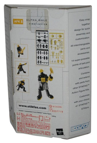 Stikfas Firefighter Yellow & BLack AFK 5 Hasbro Figure AFK36R