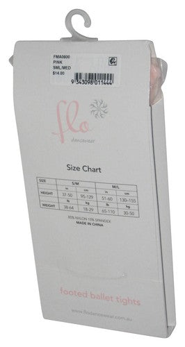Flo Dancewear Footed Pink Ballet Tights - (Little Girls & Big Girls) - Size Small / Medium