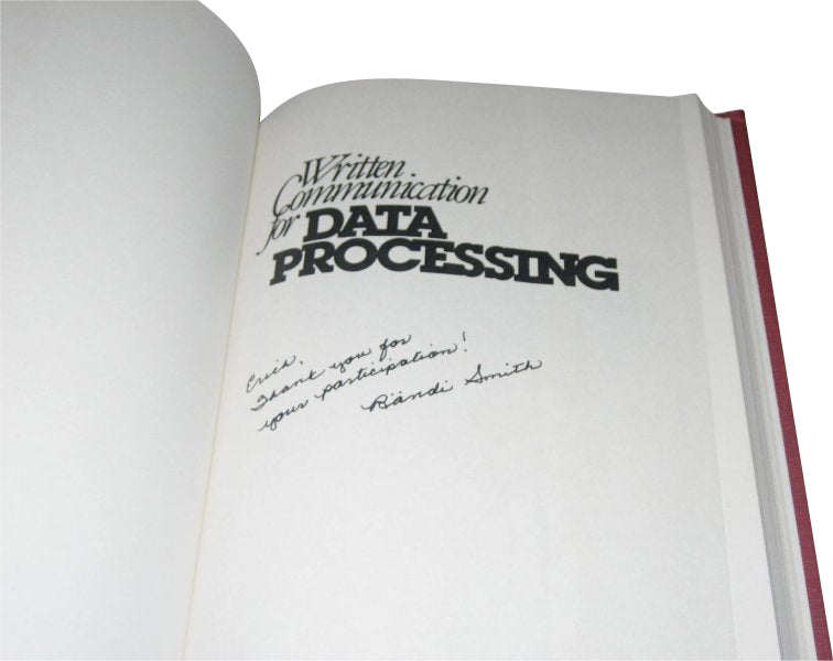 Written Communication For Data Processing Hardcover Book - Signed!
