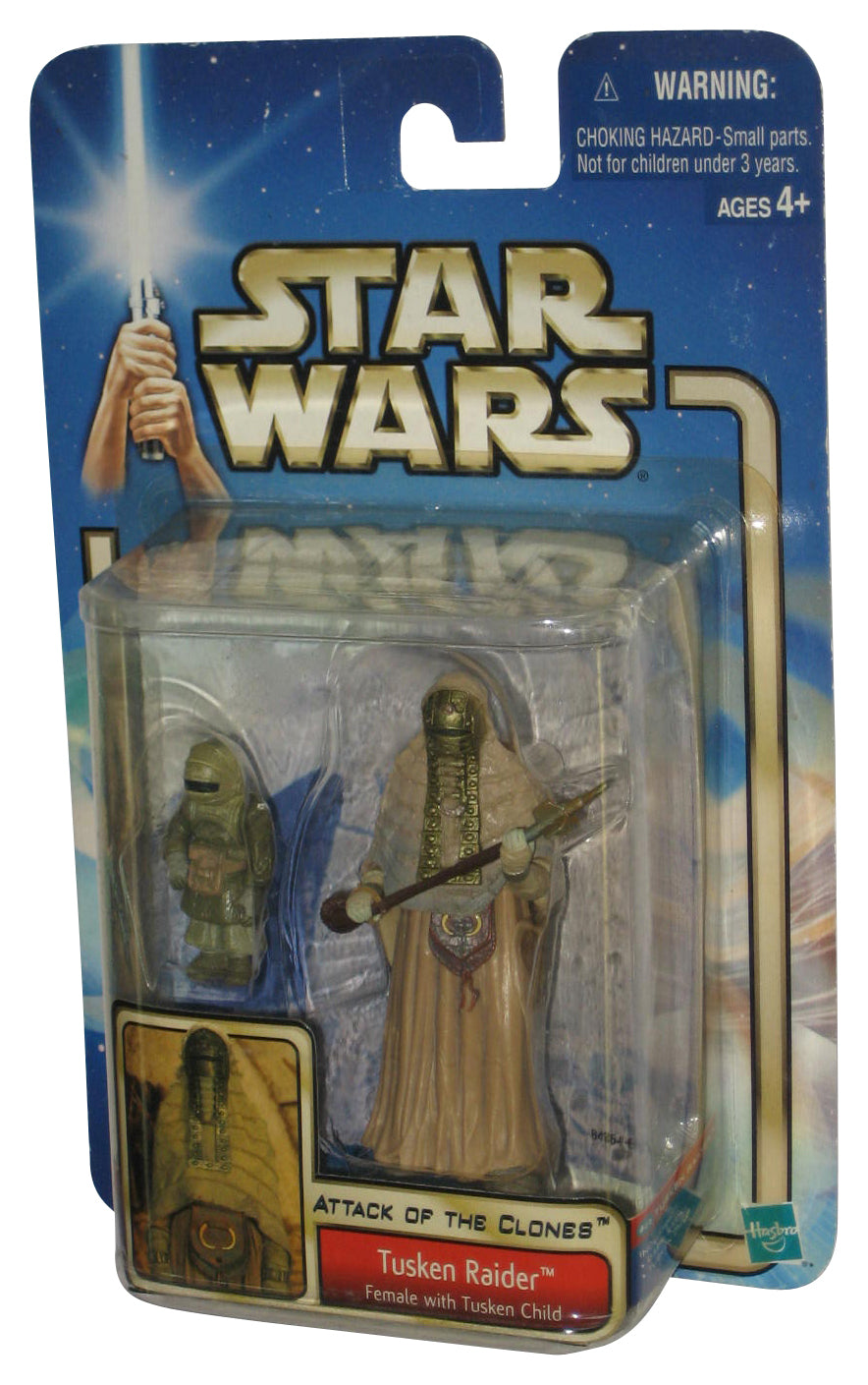 Star Wars Attack of The Clones (2001) Tusken Raider Female Action Figure w/ Child - (Price Sticker Residue)