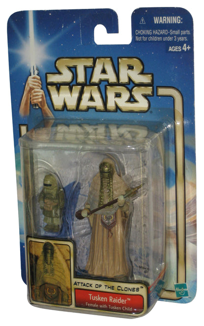 Star Wars Attack of The Clones (2001) Tusken Raider Female Action Figure w/ Child - (Price Sticker Residue)