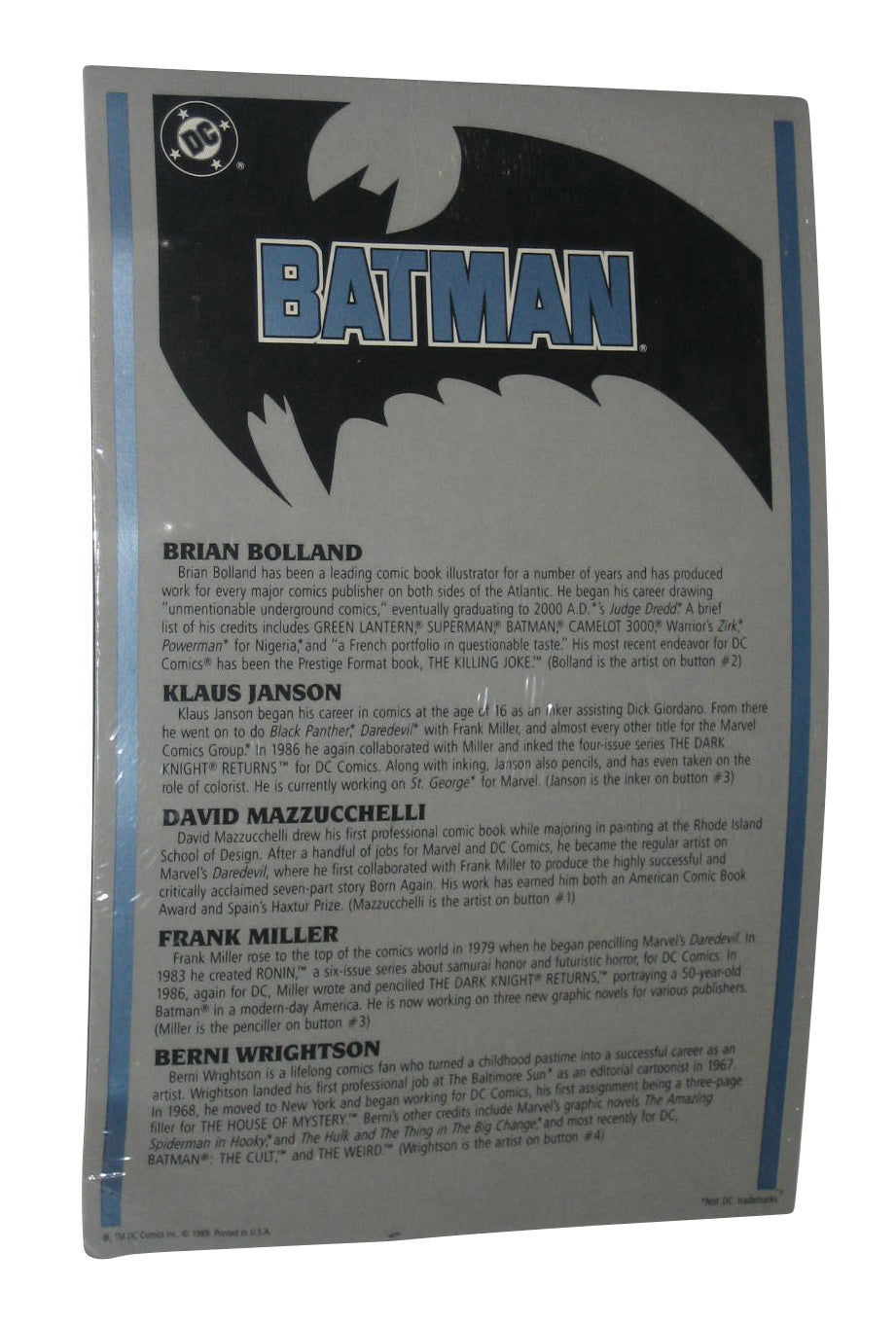 DC Comics Batman (1989) Art Button Collection Set