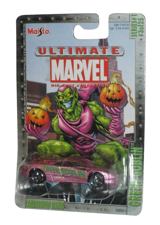 Marvel Ultimate Spider-Man (2002) Maisto Green Goblin Purple Lamborghini Diablo Toy Car #3/25