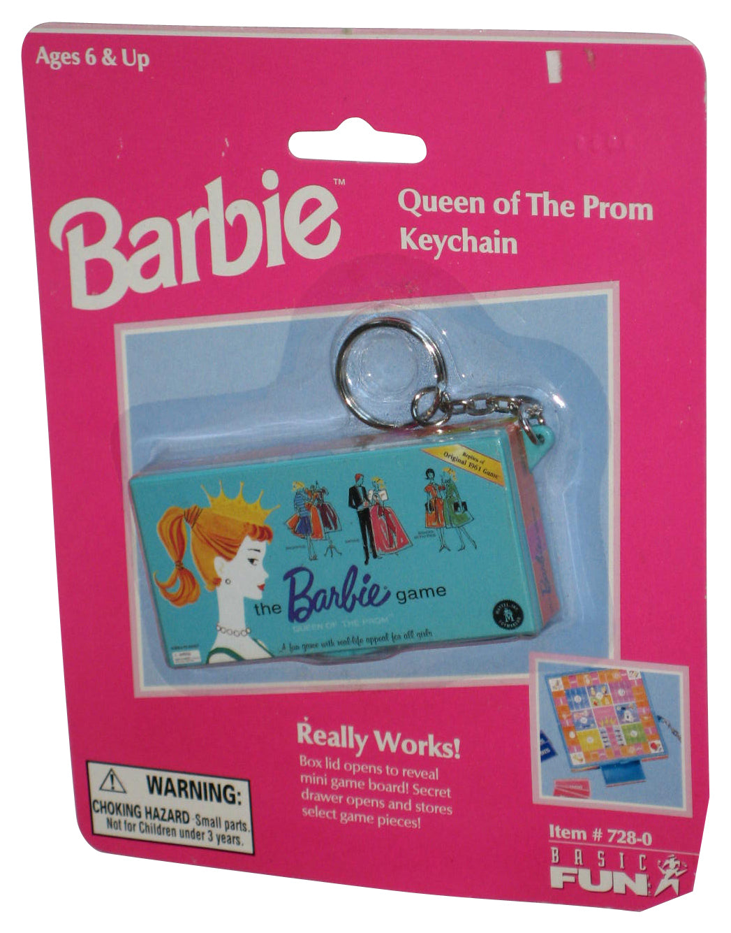 Barbie Queen of The Prom (1999) Basic Fun Really Works Mini Board Game Keychain