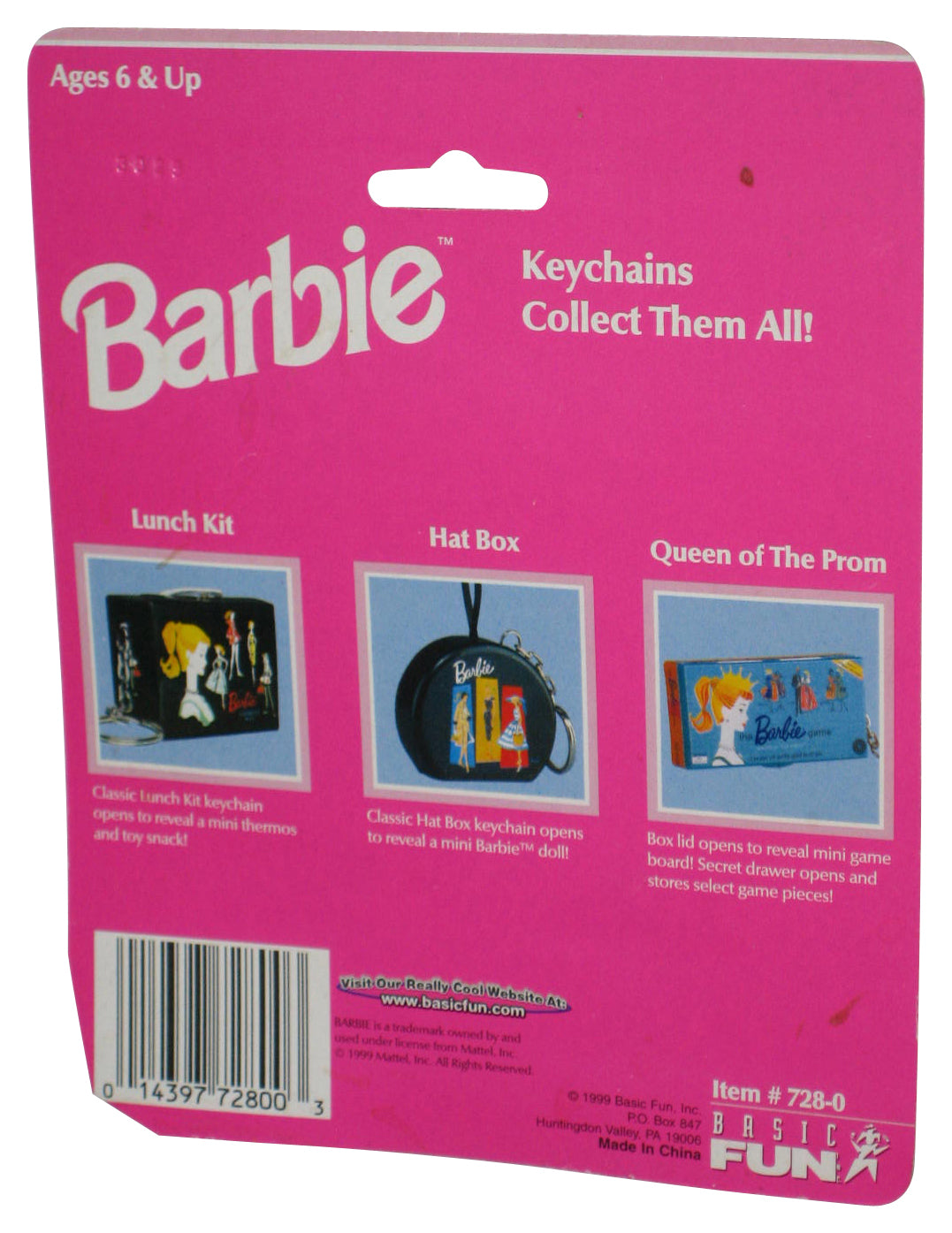Barbie Queen of The Prom (1999) Basic Fun Really Works Mini Board Game Keychain