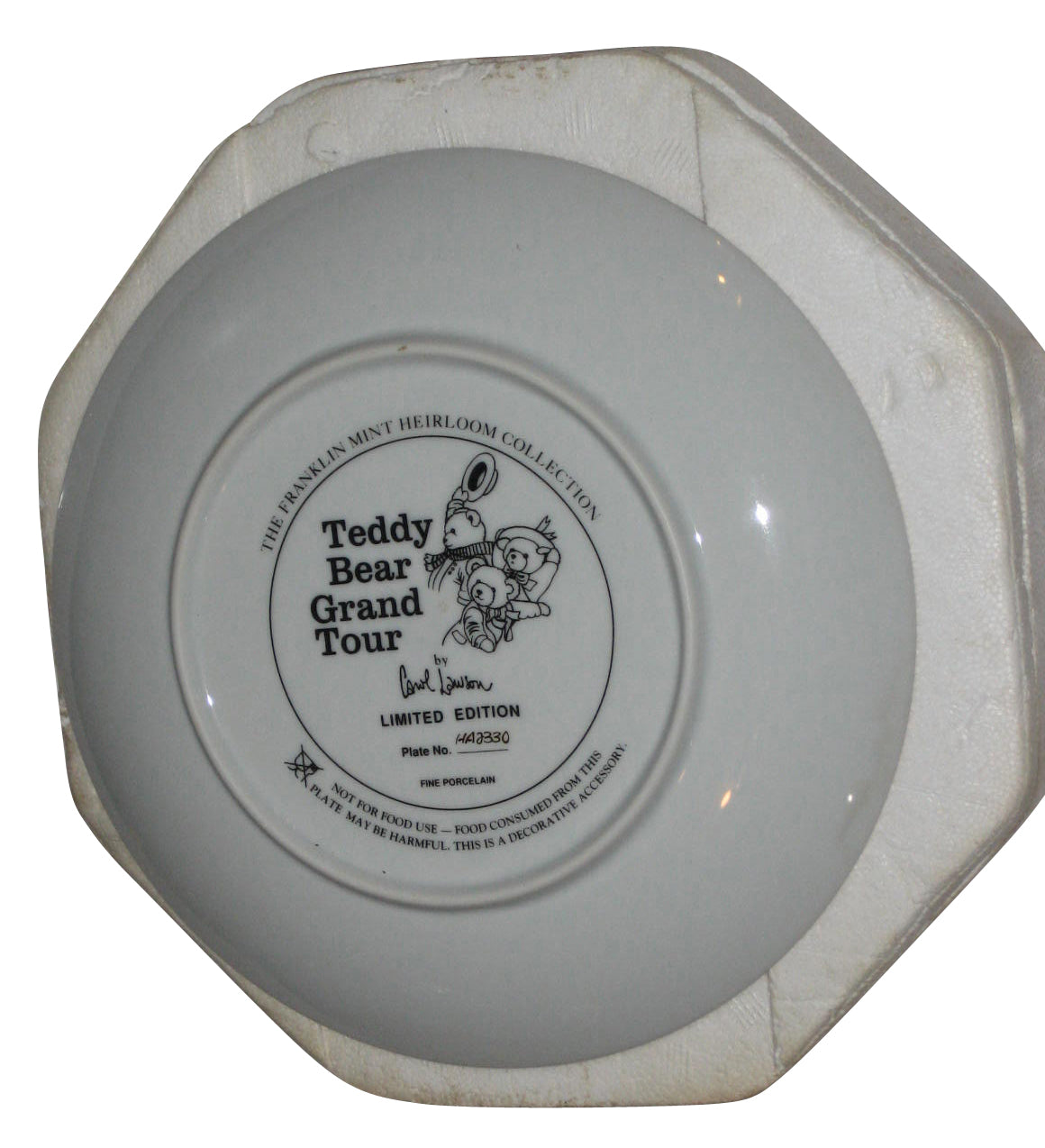 Franklin Mint Carol Lawson Teddy Bear Grand Tour Collector Plate HA9148