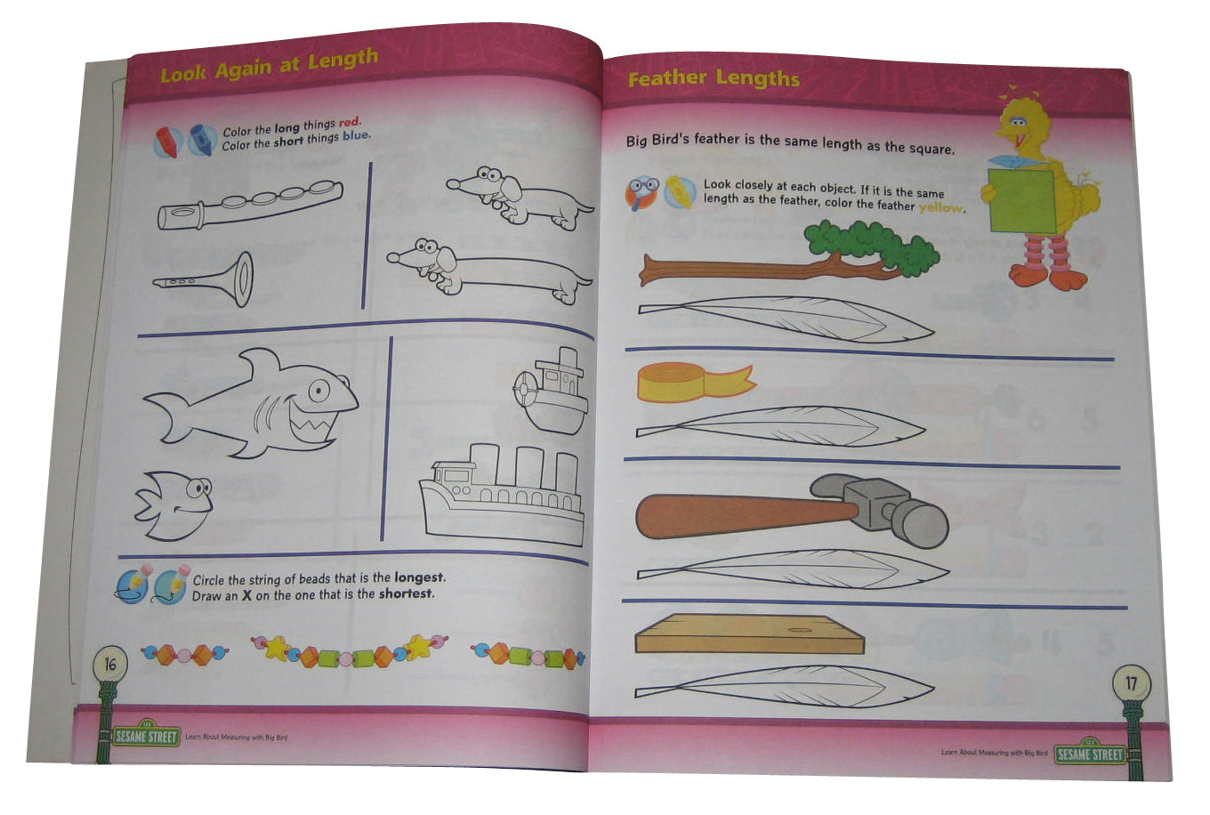 Sesame Street 1 2 3 Learn About Measuring w/ Big Bird Educational Book