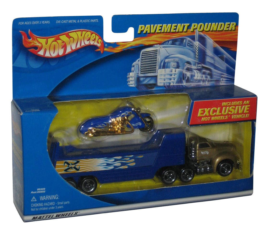 Hot Wheels Pavement Pounder (2000) Mattel Toy Truck w/ Motorcycle
