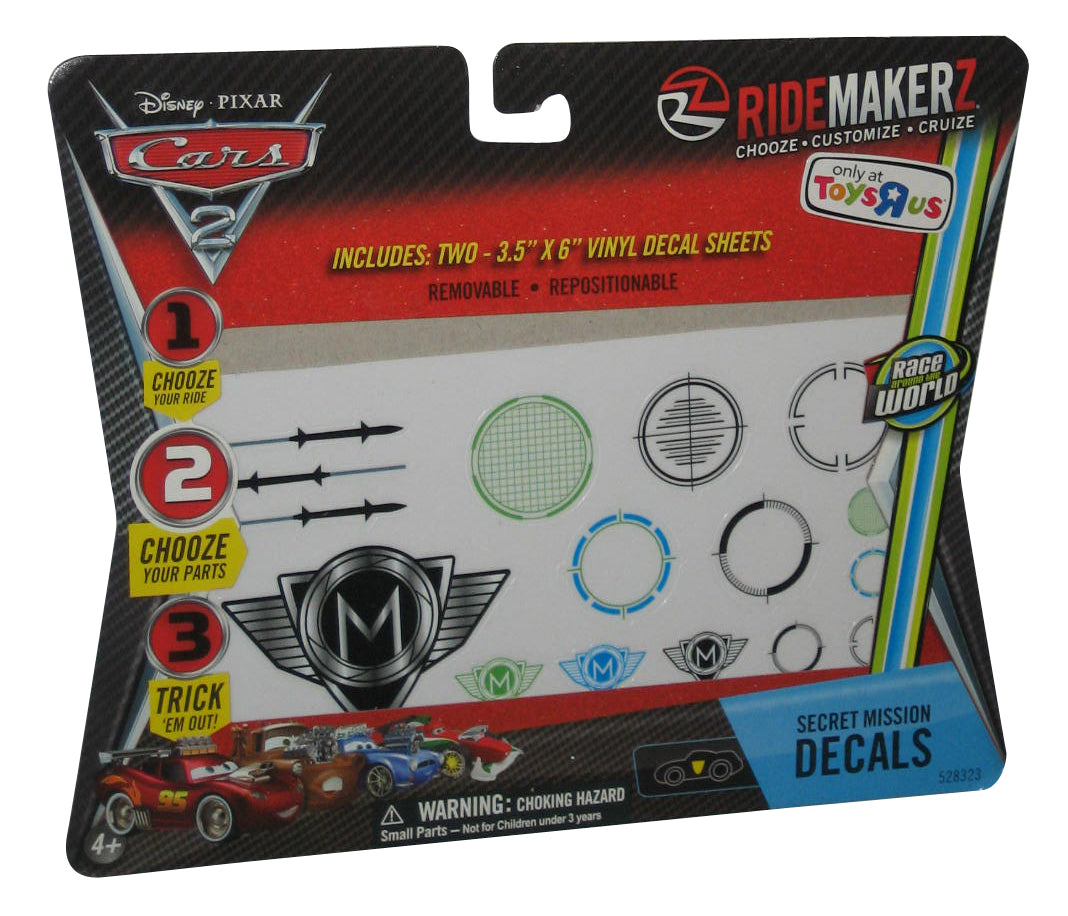 Disney Cars 2 Movie RideMakerz Secret Mission Decal Stickers