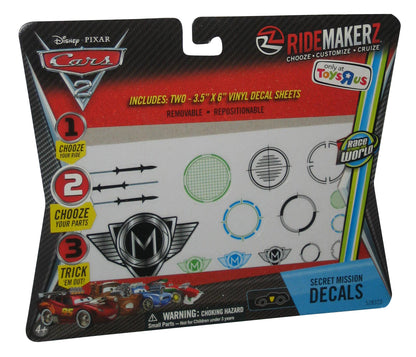 Disney Cars 2 Movie RideMakerz Secret Mission Decal Stickers