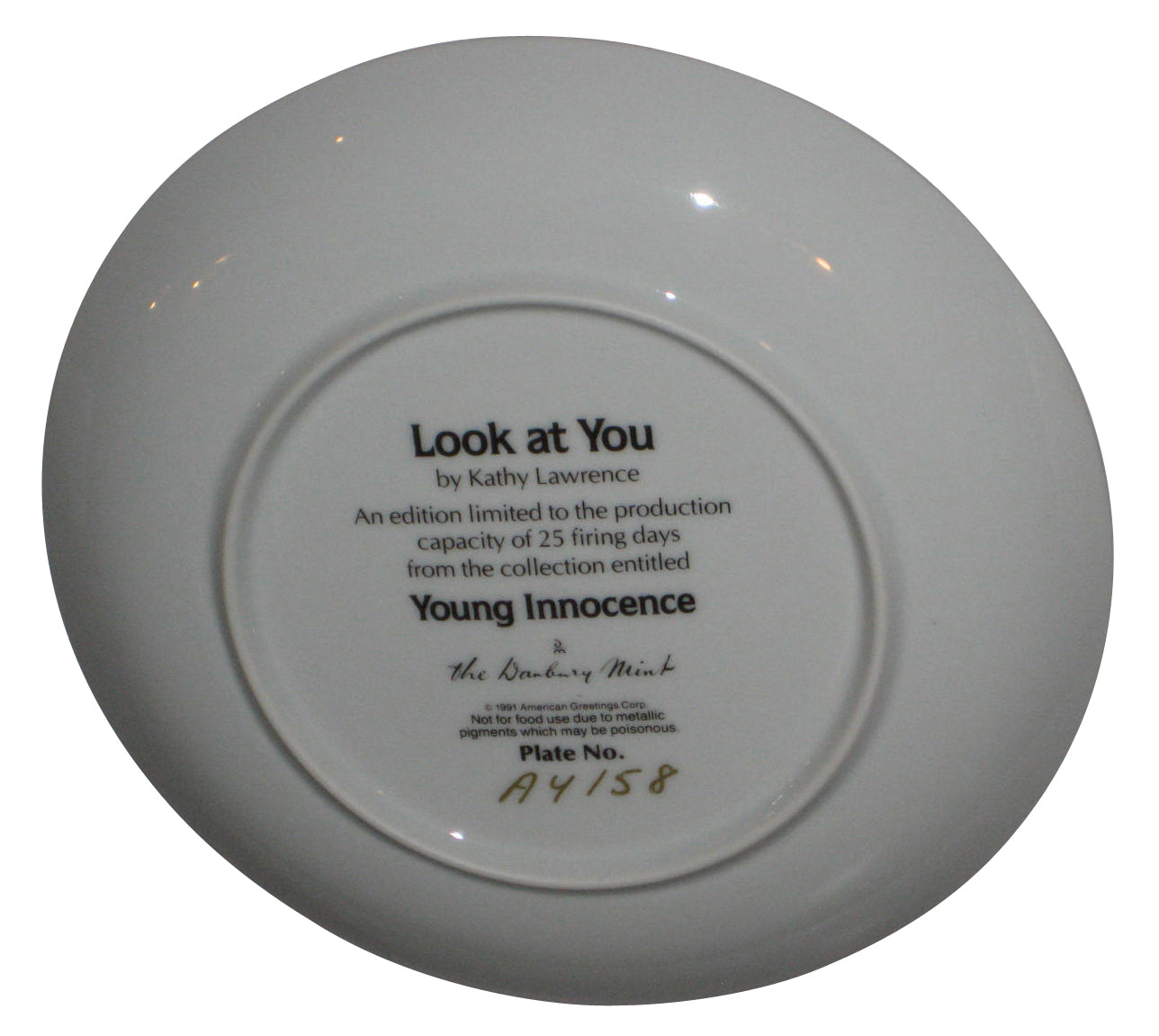 Look At You Baby Mirror Young Innocence by Kathy Lawrence Plate (1991) Bradford Mint