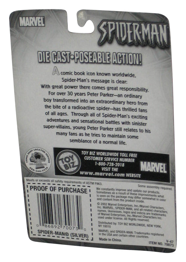 Marvel Spider-Man Die-Cast Silver Steel Costume (2002) Toy Biz 2.5 Inch Figure