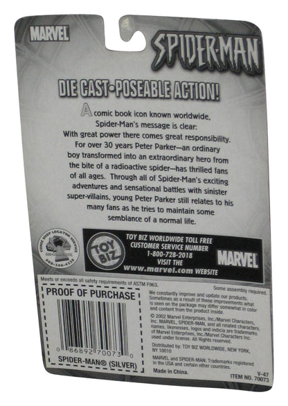 Marvel Spider-Man Die-Cast Silver Steel Costume (2002) Toy Biz 2.5 Inch Figure