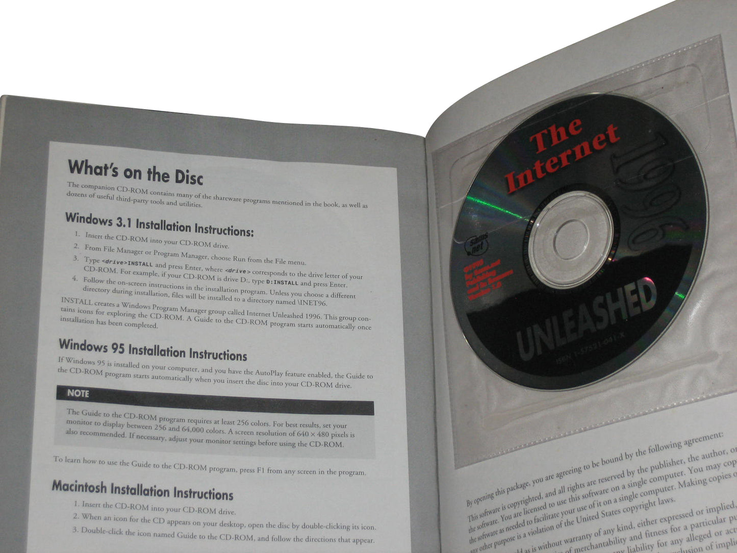 Sams The Internet Unleashed 1996 Paperback Book w/ CD-Rom