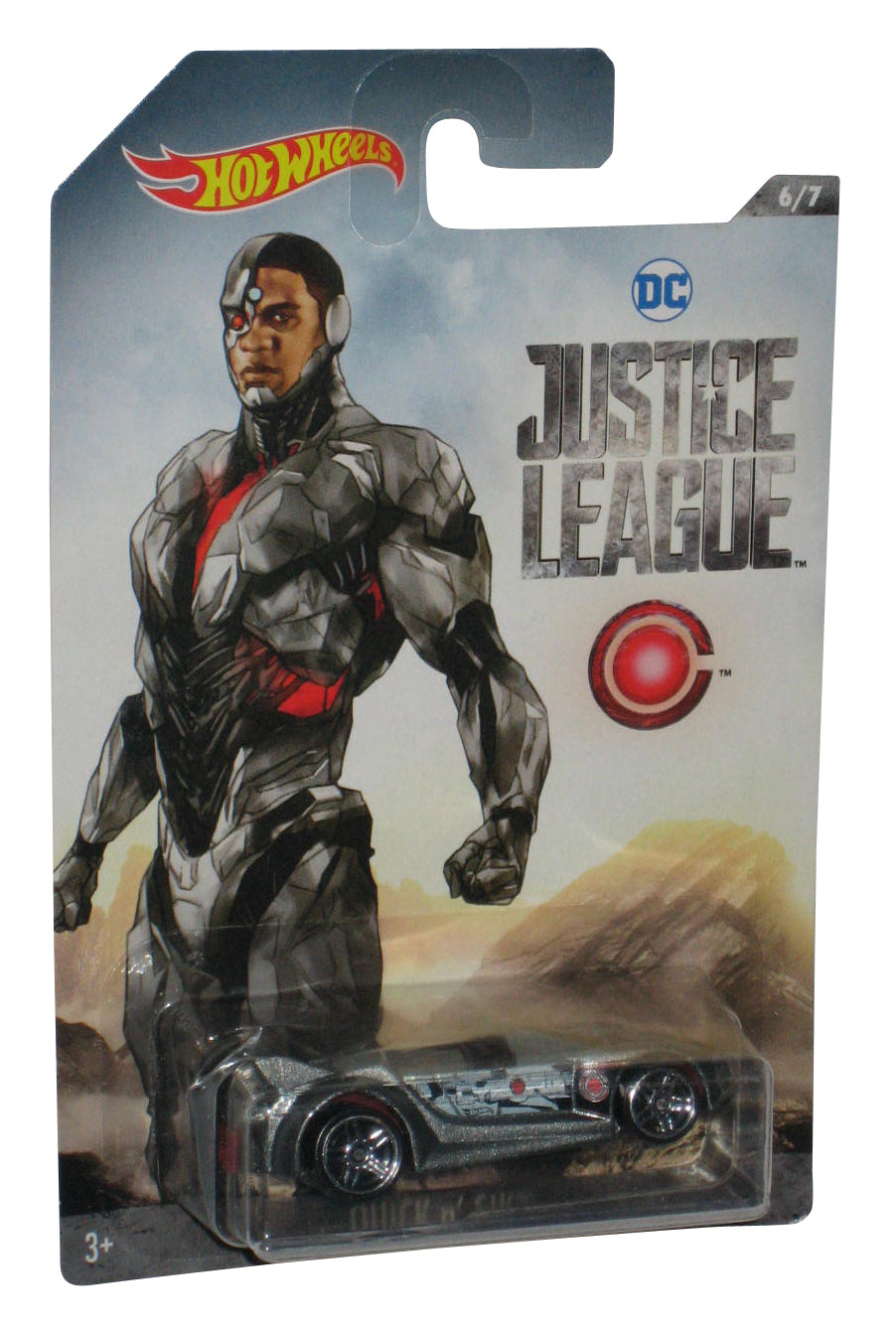 DC Justice League Hot Wheels (2017) Cyborg Quick N' Sik Toy Car 6/7 - (Cracked Plastic)