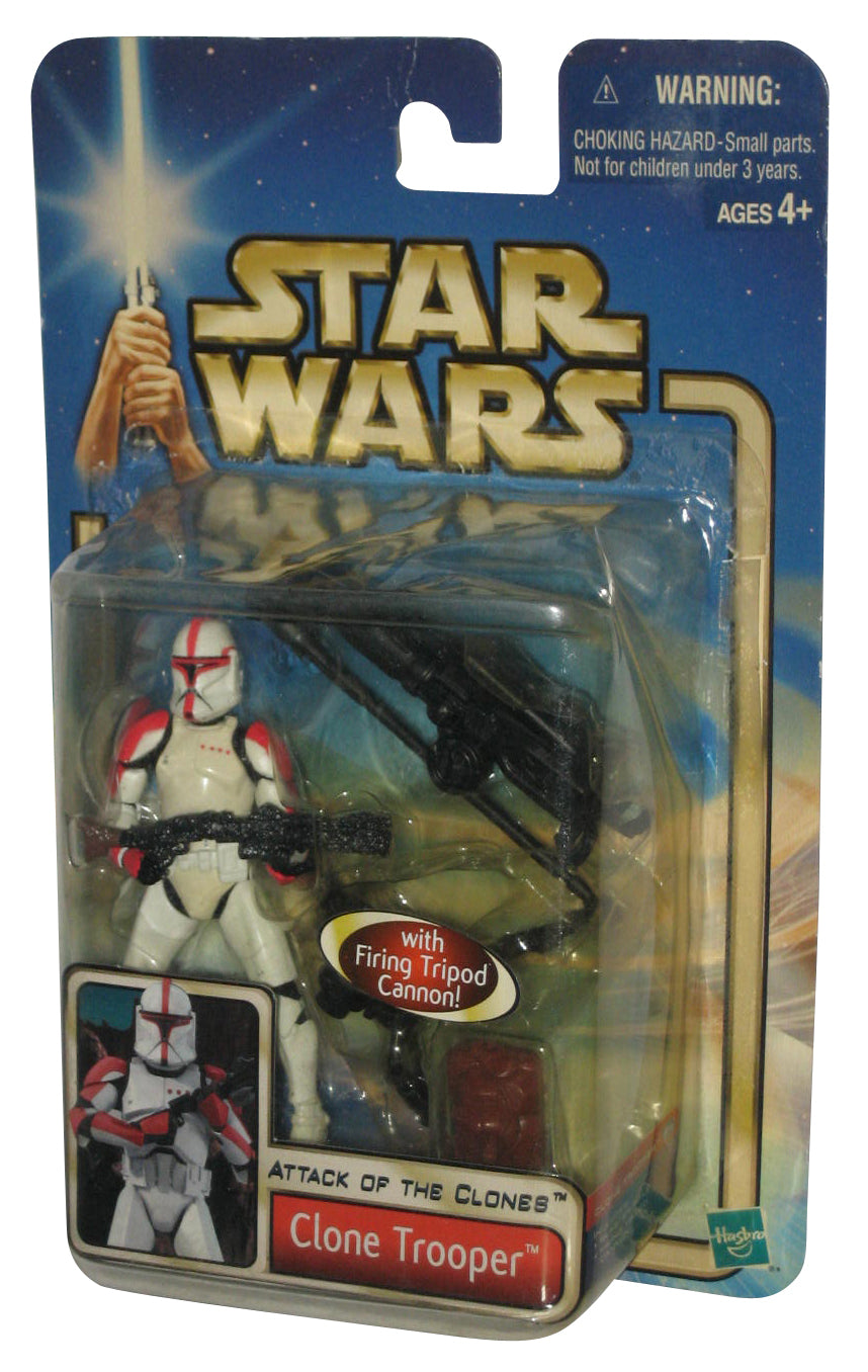 Star Wars Attack of The Clones Clone Trooper Figure w/ Firing Tripod Cannon
