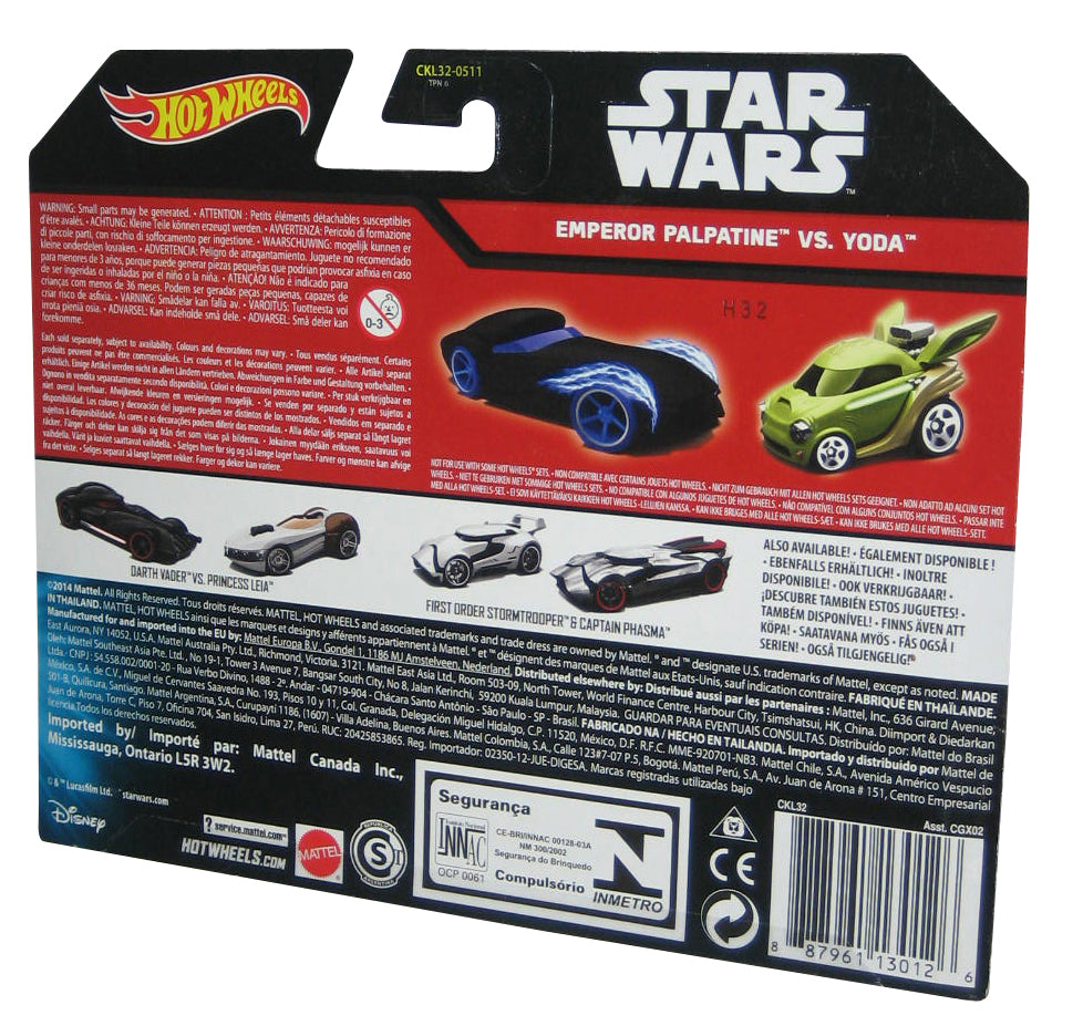 Star Wars Hot Wheels (2014) Emperor Palpatine vs. Yoda Characters Toy Car 2-Pack
