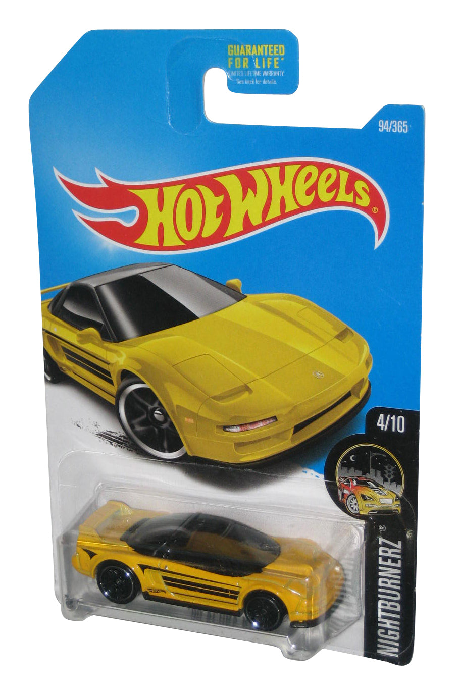 Hot Wheels Nightburnerz '90 Acura NSX (2015) Mattel Yellow Toy Car #94/365
