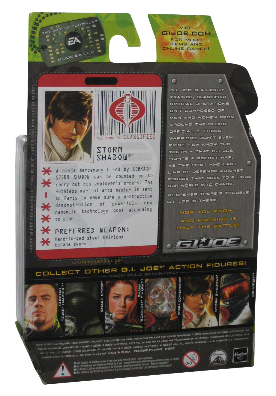 GI Joe Movie Rise of Cobra (2008) Storm Shadow Paris Pursuit 3.75 Inch Figure