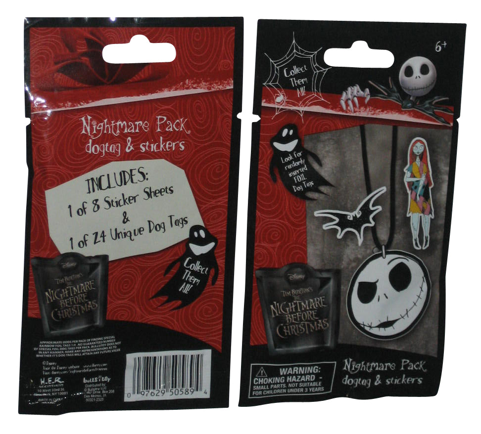 Nightmare Before Christmas Dog Tag & Sticker Blind Mystery Packs - (Lot of 2)
