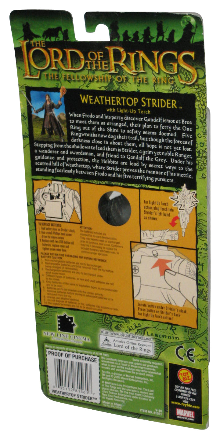 Lord of The Rings Fellowship Weather Top Strider (2005) Toy Biz Figure w/ Light-Up Torch - (Try me button does NOT work)