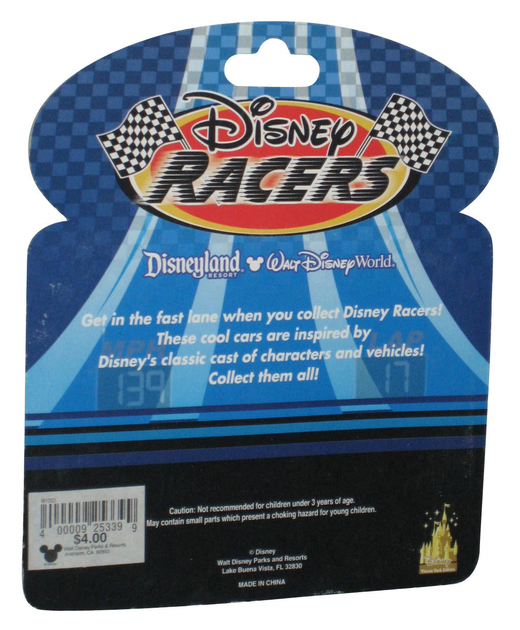 Disney Land World Store Theme Park Racers Alice In Wonderland Cheshire Cat 1/64 Die-Cast Toy Car