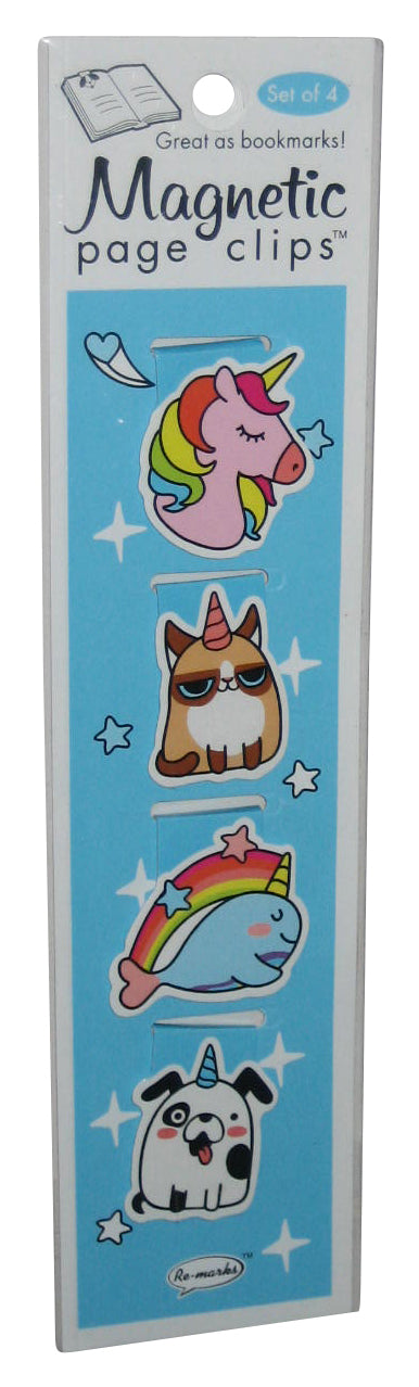 Be A Unicorn Cute Cat Whale & Dog Re-Marks Magnetic Bookmark Page Clips Pack