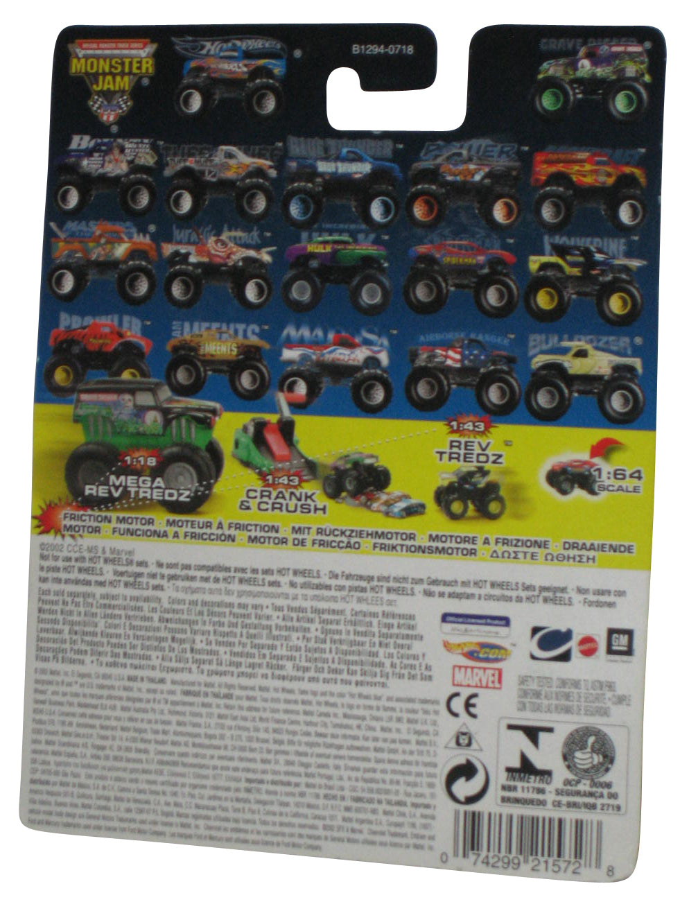 Hot Wheels Monster Jam Metal Collection (2002) Mattel 1:64 Blue Toy Truck #41