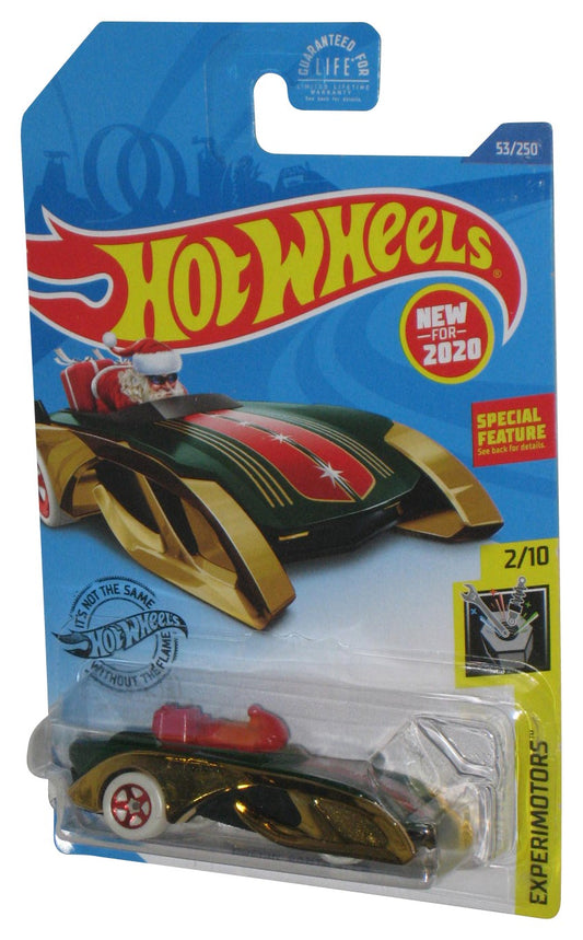 Hot Wheels 2020 Experimotors Rockin' Santa Sled Green & Gold Toy Car 53/250 - (Cracked Plastic)