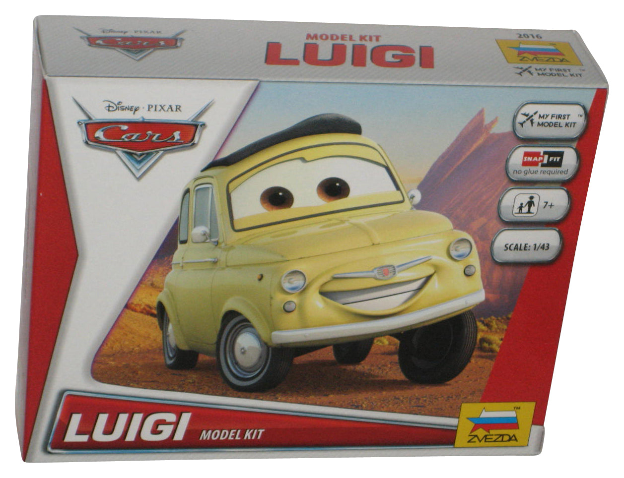 Disney Cars Movie Zvezda (2016) Luigi Yellow Snap Together 1/43 Toy Model Kit